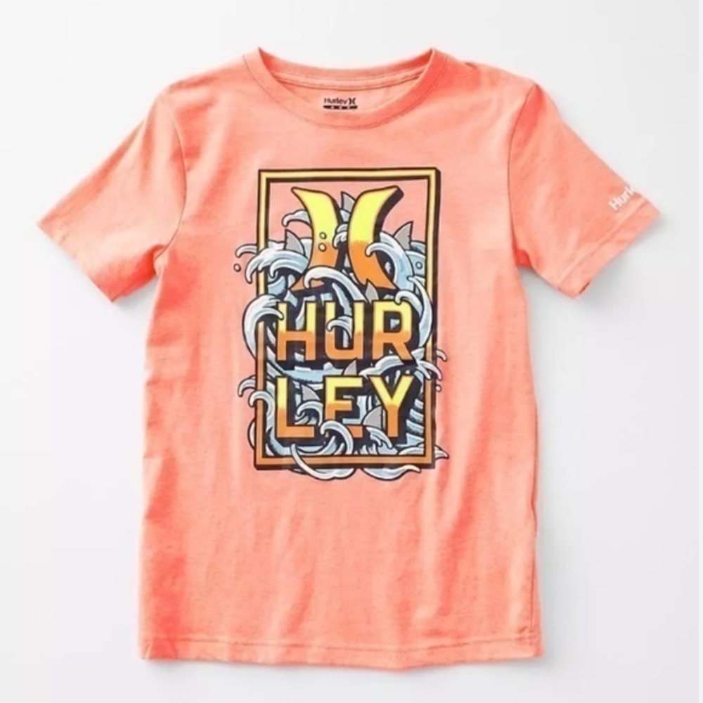 5/$25 Hurley Boy's Surfer Coral Color Graphic Tee Shirt sz Medium 10 12 10/12
